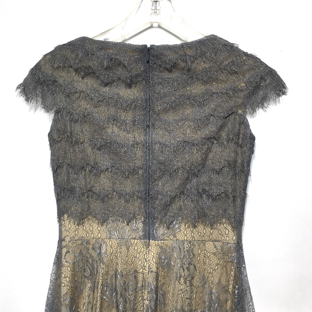 Tadashi Shoji Metallic Lace Tiered Rosette Dress 2 - Picture 10 of 14